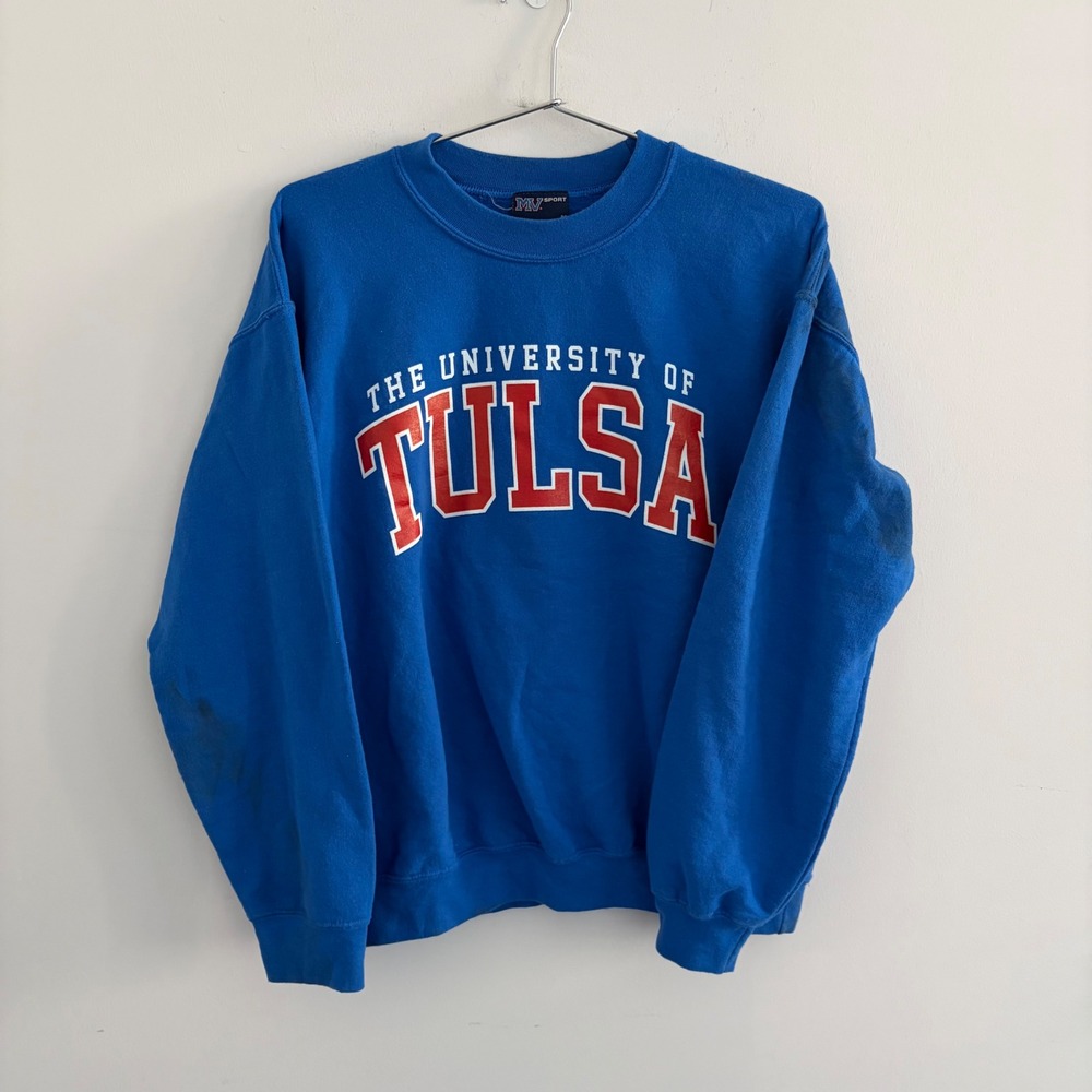 MV Sport University of Tulsa Crewneck Sweatshirt Blue Medium
